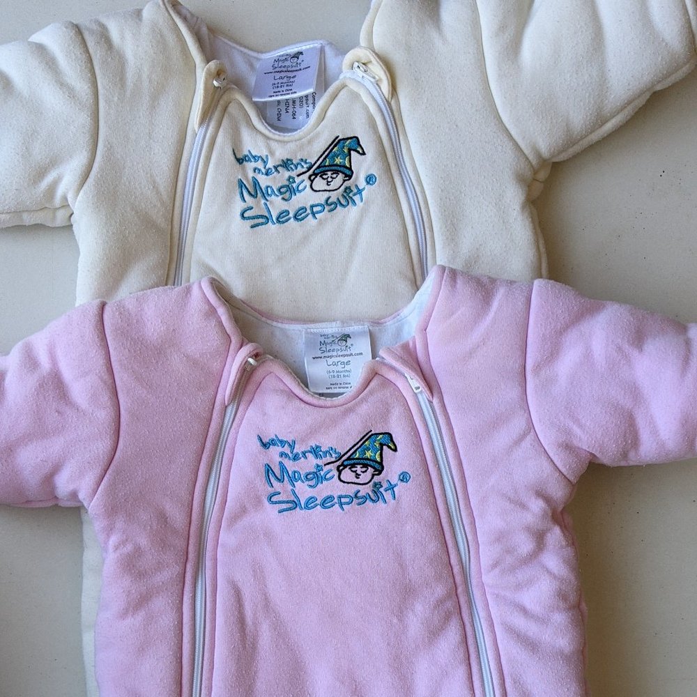 Baby Merlin's Magic Sleepsuits - Pink and Cream